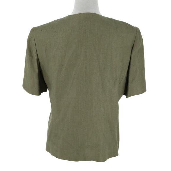 Liz Claiborne Jacket Womens 10 Linen Green Lined Pockets Office Career Vintage - Picture 2 of 13